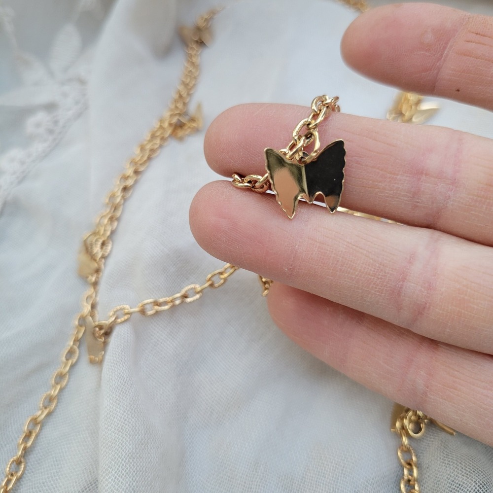 Vintage 1970s Sarah‎ Coventry 2-pc Flutter-byes Butterfly Necklace Set layered - Picture 3 of 7